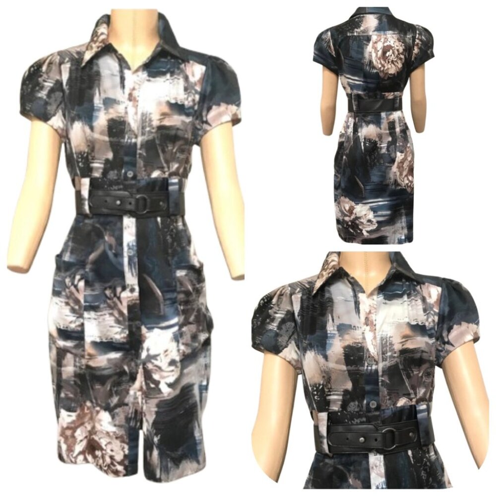A.B.S abstract printed belted botton down Shirtdress 4